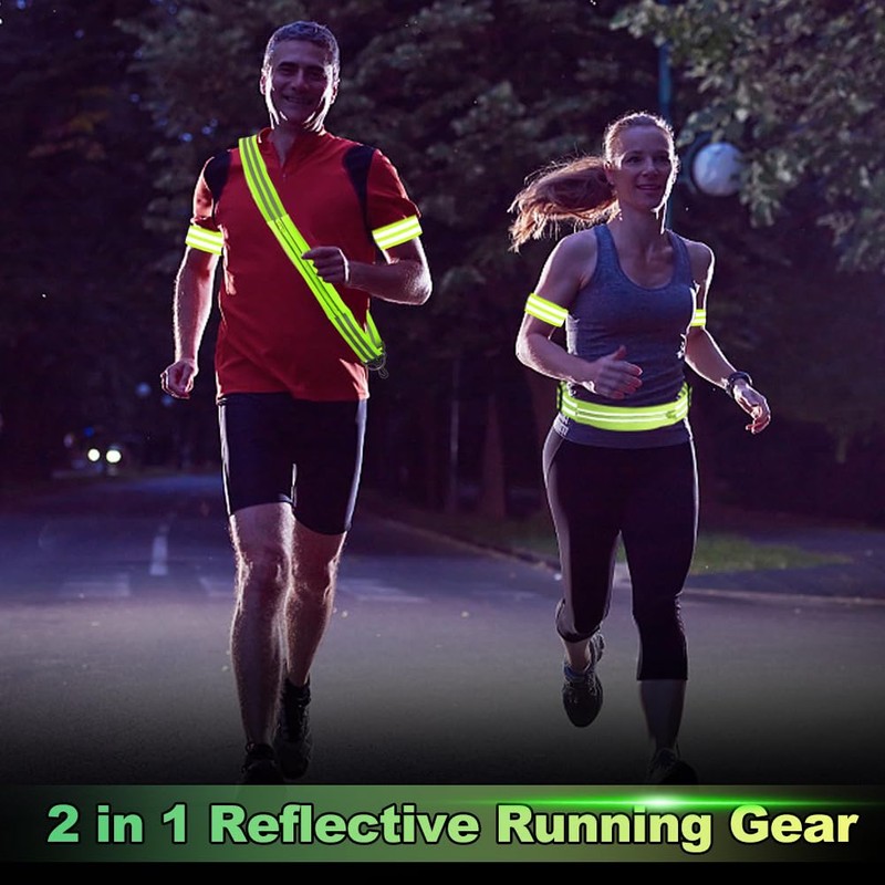 Reflective Running Gear, Reflective Sash Adjustable High Vis Running Vest