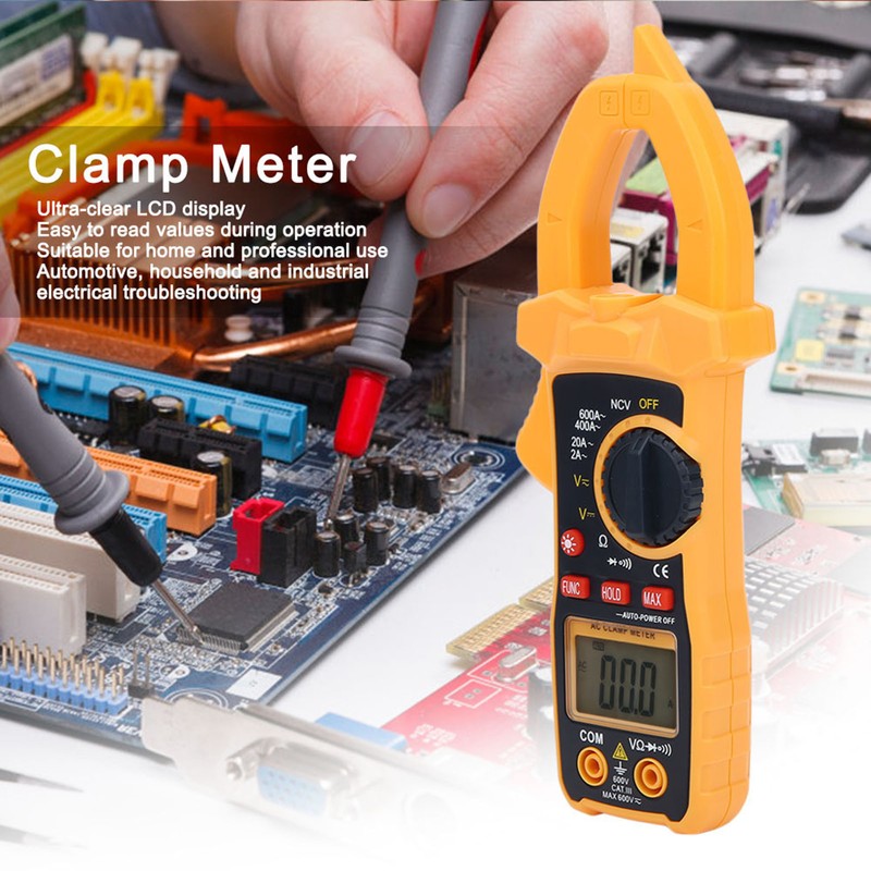 Digital Clamp Meter Multimeter Tester AC DC Plastic LCD Industrial