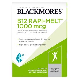 Blackmores B12 Rapi-Melt 1000mcg | Supports Energy Levels | Maintains Nervous System Function | 60 Tablets