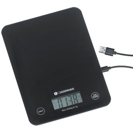 Zassenhaus Küchenwaage Digital BALANCE, USB Aufladefunktion, 5kg/1g, Zuwiegefunktion, besonders flach, Sensor-Touch-Bedienfeld