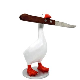 Leiormvses Magnetic Goose Key Holder 1 Pcs, Room Decorations Cute Figurines Ornament Goose Merch Animal Statues for Home Decor Housewarming Gifts (Grey Base)