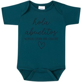 BIBIBLISSBABY Hola Abuelitos Spanish Pregnancy Announcement Infant Bodysuit,Pregnancy Announcement for Grandparents Gift,0-3months Baby Onesie Gender Reveal Parties or Baby Showers(Emerald)