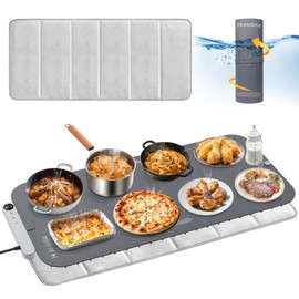 Homelove Food Warming Mat Waterproof - Electric Warming Tray with 6-Level Temperature and Hours Setting, Full Surface Graphene Heating, Dishwasher-Friendly Food Warmer Mat for Parties, Kitchen (Gray)