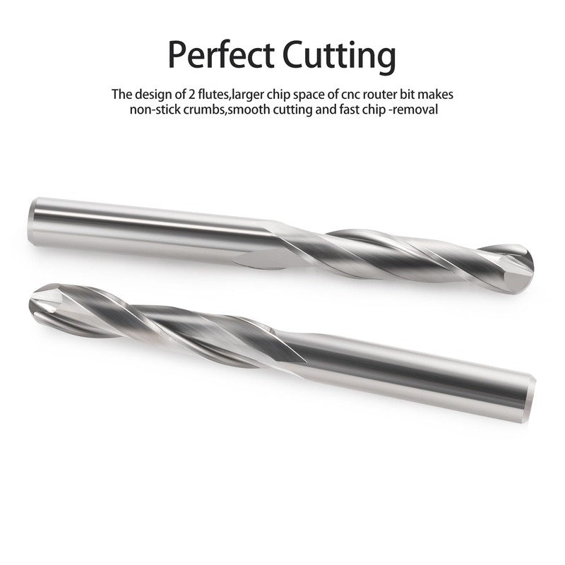 EU_HOZLY 6x22mm 2 Flute Carbide Ball Nose End Mills CEL