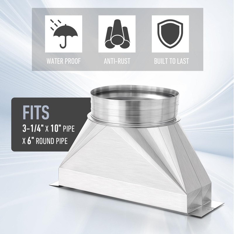 3-1/4" x 10" x 6'', 6" Diameter Galvanized Transition Galvanized