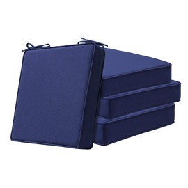 Square Corner Seat Cushions, 18.5" x 16" x 3", Set of 4, Indoor Outdoor Water Repellent Universal Chair Pads with Ties for Patio Furniture, Garden Deck Dining Chairs, Navy