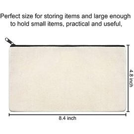 PENGQIMM 20 Pack Canvas Zipper Pouch Bags DIY Craft Bag Canvas Pencil Case Blank Makeup Bags,Beige Canvas Pencil Pouch Bulk Canvas Cosmetic Bag Multi Purpose Travel Toiletry Bag Canvas Zipper Bags