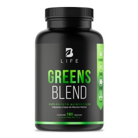 Greens Blend 180 Cpsulas. Ingredientes naturales Espirulina, Moringa, Weathgrass Clorela, Matcha y Aloe Vera Mezcla Herbal. Greens Blend B Life.      
