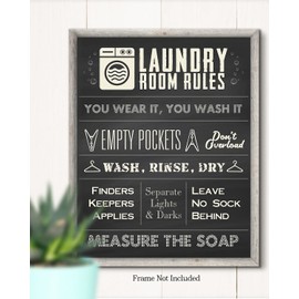 Laundry Room Rules - Modern and Cute Wall Art Decor - Unframed artwork printed on photograph paper