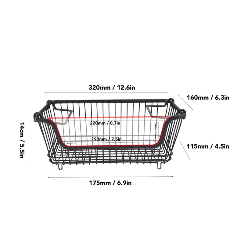Freezer Basket Stackable Open Front Wire Storage Bin with Foldable