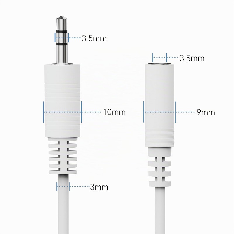 Audio Cable 3.5 mm Male to 3.5 mm Female White