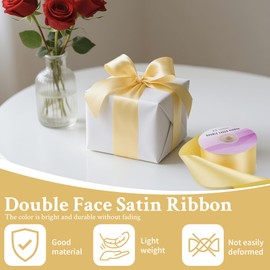 2 Inch x 25 Yards Wide Double Face Satin Ribbon Double Sided Solid Polyester Ribbon for Gift Wrapping Party Hair Braids Bow Shower Decoration Floral Arrangement Craft Supplies