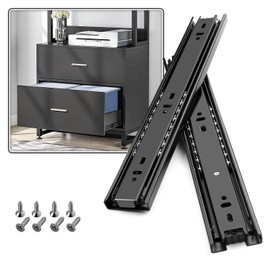 SHUHANG 1 Pair Full Extension Drawer Slides 8 10 12 14 16 18 20 22 24 Inch 100 lb Load Capacity Side Mount Ball Bearing Rails Cabinet Dresser Glides Wardrobe Kitchen Trash Can Slider Runners Black