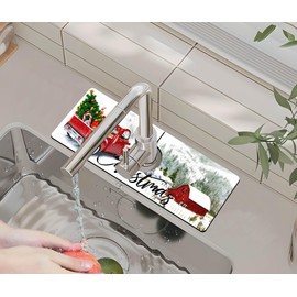 Christmas Kitchen Gifts Kitchen Sink Splash Guard Faucet Mat -1 PC Super Absorbent Fast Drying Mat(15" X 5.5" )