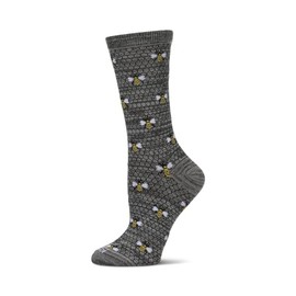 MeMoi Honey Bee Rayon Blend Crew Socks Asphalt 9-11