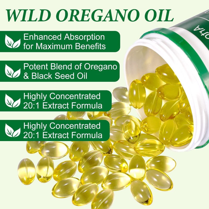 Maani Essence Organic Oregano Oil 6000mg 120 Softgel with Black