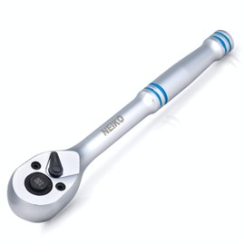 NEIKO 3/8 Inch Ratchet Wrench, 100-Tooth Reversible, 3.6 Degree Swing, Quick Release, 8" Long Handle, Silver Chrome Vanadium Steel