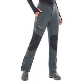 Ewedoos Snow Pants Womens Stretchy Ski Hiking Pants with Pockets Fleece Lined Waterproof Ski Snow Pants Warm Winter Outdoor Grey