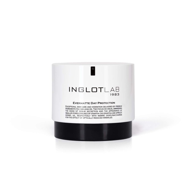 Inglot Lab Evermatte Day Protection Face Cream - Provides Well Matted Skin and Visible Moisture with Coenzyme Q10, Apricot Kernel Oil and Enantia Chlorantha Bark Extract, Vegan, 50 ml