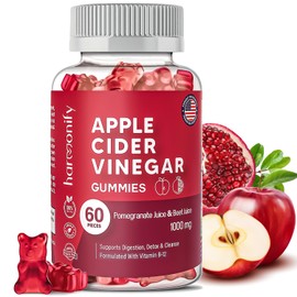 HARMONIFY Apple Cider Vinegar Gummies with Pomegranate Beet Juice, Vinagre De Manzana Capsulas & Gomitas, Formulated with Vitamin B12, 1000 mg Vitamins - 30 Days Servings