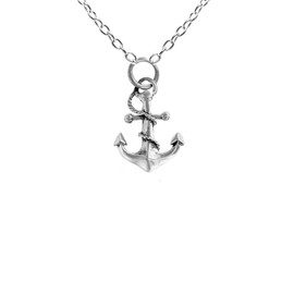 apop nyc 925 Sterling Silver Nautical Anchor Pendant Necklacee 16 inch