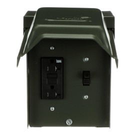 MIDWEST U010S010GRP Power Outlet with Switch • 20 Amp Backyard Outlet with Switch and GFI Receptacle • Weather-Resistant • GFCI Safety Circuit • Green Outdoor Metal Enclosure