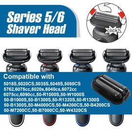 4 Stück 53B Scherkopf Kompatibel mit Braun Series 5/Series 6, Elektrischer Rasierkopf S5 S6, Ersatzscherteil Rasierer Herren für Series 5/6 5018S 5020CS 5049S 5762 5764 6075CC 6020S 6040CS