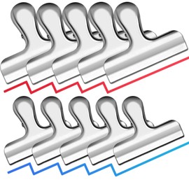 Pack of 10 Clips Metal Kit Sealing Clips Metal Clips for Bags Clips (5 Pieces Medium 5.5 cm + 5 Pieces Large 7.6 cm)