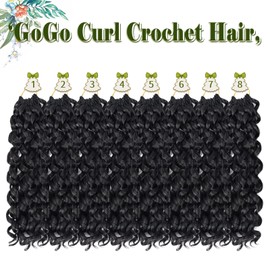 8 Packs Curly Crochet Hair for Women 14 Inch GoGo Curl Crochet Hair Water Wave Crochet Hair Soft Beach Curl Crochet Hair Synthetic Deep Twist Braiding Hair Extensions(1b#)