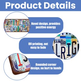 Funny Metal Sign Vintage Tin Sign, Inspirational Gifts for Women Men, Retro Metal Poster Wall Decor, Motivational Encouragement Positive Gift 12 x 6 Inches - Every Little Thing Gonna Be Alright