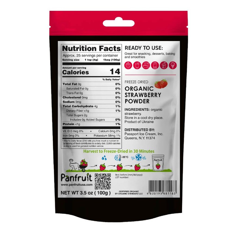 Panfruit Organic Freeze-Dried Strawberry Powder – No Sugar Added, Non-GMO,