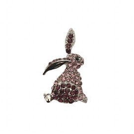 Easter Brooch Easter Egg Basket Easter Bunny Rabbit Rhinestone Jewellery Bow Pin (Purple Bunny)