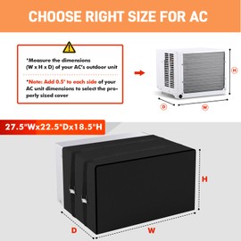 Air Conditioner Covers for Outside for Winter Insulation, 27.5" W x 22.5" D x 18.5" H, Waterproof & Windfroof Window AC Covers for Outside with 3 Layers Insulation - Black