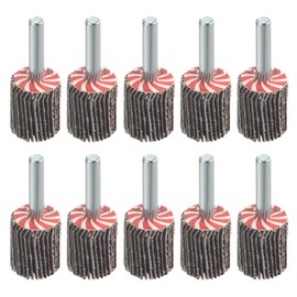 TOVOT 10PCS 3/4"×1" Mounted Flap Wheels with 1/4" Mandrel 80 Grit Flap Sanding Wheels