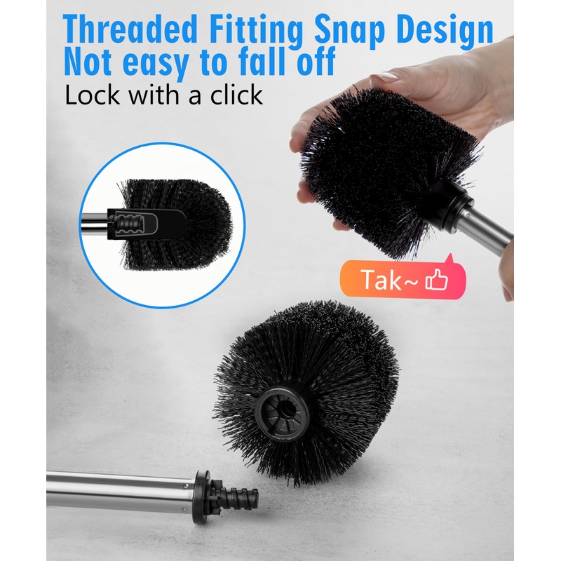Ceramic Toilet Brush & Holder Set - Freestanding Deep-Cleaning Toilet