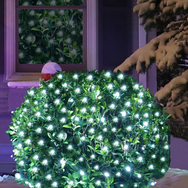 HISHINY LED Christmas Net Lights Outdoor,6ftx6ft 144LED Green Wire, Connectable