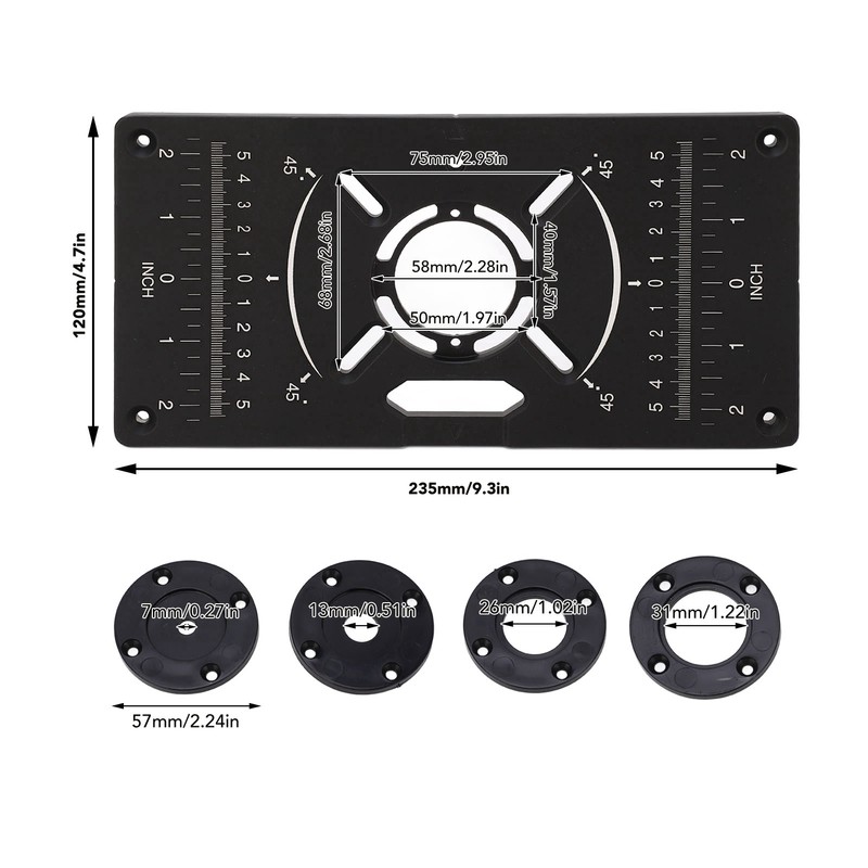 Router Plate Aluminum Alloy Router Table Insert Plate Trimming Machine