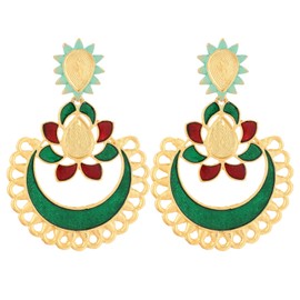 Efulgenz Indian Jewelry Bollywood Antique Crystal Dangle Chandbali Earrings Set for Women