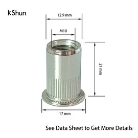 50 pcs Flat Head Stainless Steel (304) Pulling Rivet Nuts M4 M5 M6 M8 M10 Vertical Stripes Riv nuts Insert Nuts with Data Sheet