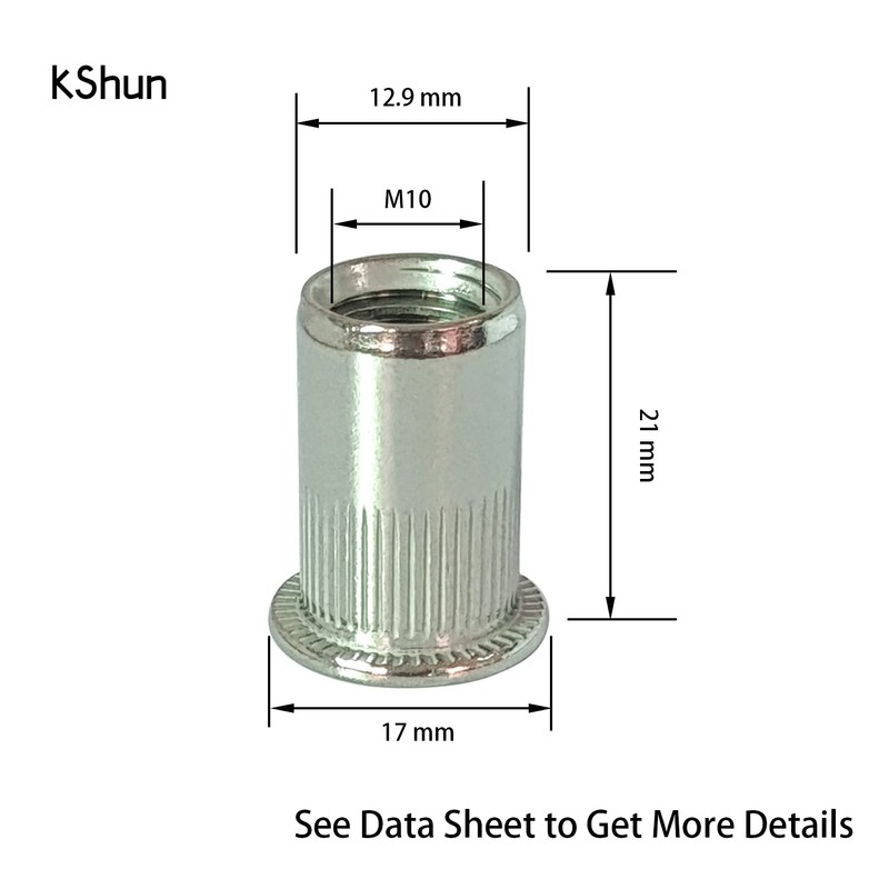 50 pcs Flat Head Stainless Steel (304) Pulling Rivet Nuts