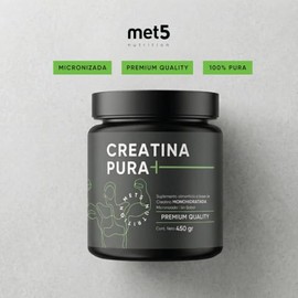Creatina Monohidratada Micronizada de Alta Pureza | Sin sabor y Sin olor | Bote de 450 gramos | 90 porciones (3 meses) | Met 5 Nutrition