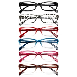 SIGVAN 6 Pack Ladies Reading Glasses for Women Blue Light Blocking Spring Hinge Rectangular Womens Readers Eyeglasses (colorful, 3.50, x)