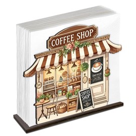 Coffee Wooden Napkin Holder, Coffee Shop Tissue Dispenser, Rustic Cafe Party Decor for Table Kitchen Dining Room
