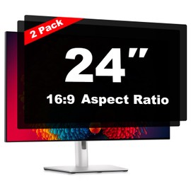 Pozlle 24 Inch Computer Privacy Screen Shield [2 Pack] for 16:9 Widescreen Desktop Monitor - Anti-Glare Blue Light Privacy Filter and Anti Spy Privacy Screen Protector Film