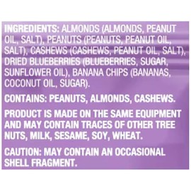 Blueberry Banana Nice Trail Mix 7oz Bag: Almond Nuts, Peanuts, Cashews, Dried Blueberries, Banana Chips, Snack Snacking Low Carb Keto Food Treat