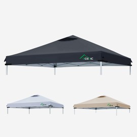 Acepic 10x10 Canopy Replacement Top with Air Vent, Waterproof Canopy Cover, UV Protection Tent Roof for Outdoor Patio Events, Fits Straight Leg Frames (Black)