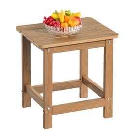 ONBRILL Outdoor Side Table, Adirondack Small End Table, Indoor & Outdoor Use, HDPS Weather Resistant/Easy Maintenance for Patio, Pool, Deck, Porch, Garden, Shower, Outside- (1, Teak)
