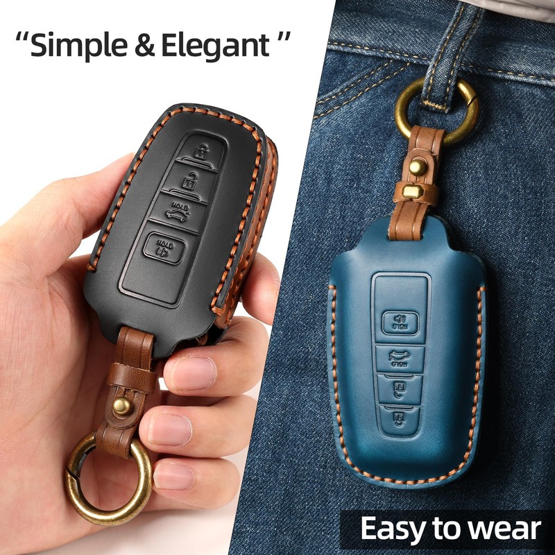 OFFCURVE Key Fob Cover Leather Car Key Case Compatible with