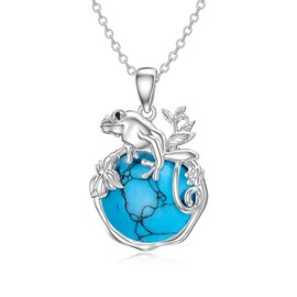 MEIDERBO Frog Necklaces for Women 925 Sterling Silver Frog Necklace with Turquoise Pendant Frog Jewelry Gifts for Mother Wife