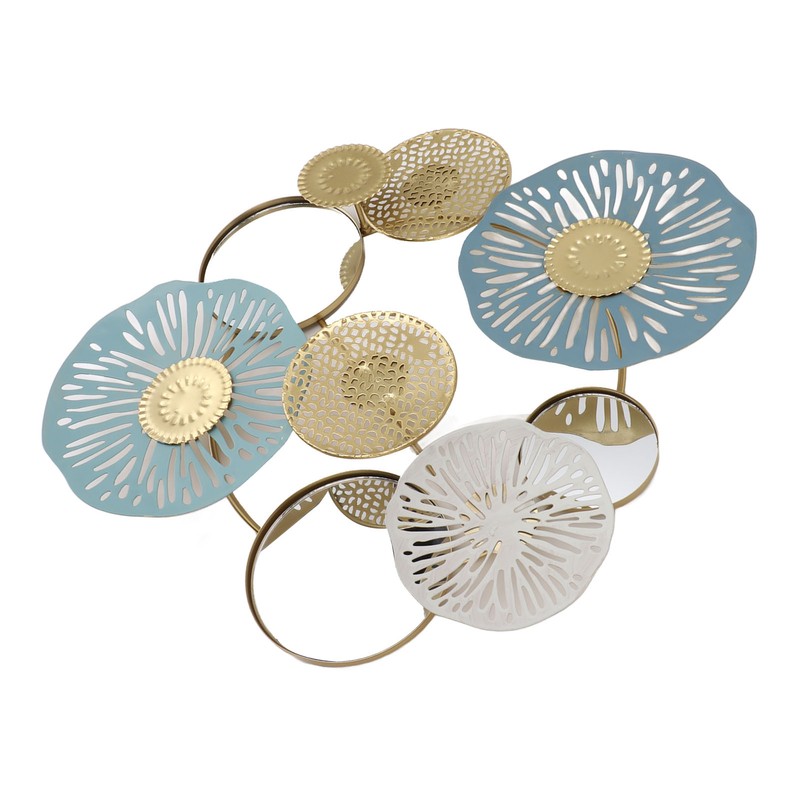Wall Iron Decoration Lotus Shape With Mirror Metal Wall Art